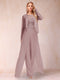 Sheath/Column Scoop Long Sleeves Jumpsuit with Applique & Jacket