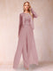 Sheath/Column Scoop Long Sleeves Jumpsuit with Applique & Jacket