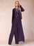 Sheath/Column Scoop Long Sleeves 2 Pieces Pantsuits with Applique & Jacket