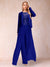 Sheath/Column Scoop Long Sleeves 2 Pieces Pantsuits with Applique & Jacket