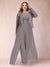 Sheath/Column Scoop Long Sleeves Plus Size 2 Pieces  Pantsuits with Applique & Jacket