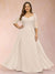 Sheath/Column V-Neck Half Sleeves Plus Size Mother of the Bride Dresses with Applique