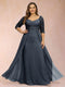 Sheath/Column V-Neck Half Sleeves Plus Size Mother of the Bride Dresses with Applique