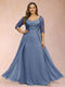 Sheath/Column V-Neck Half Sleeves Plus Size Mother of the Bride Dresses with Applique