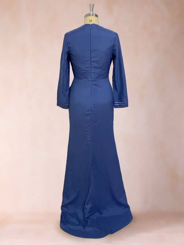 Trumpet/Mermaid V-Neck Long Sleeves Mother of the Bride Dresses with Ruffles