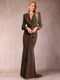 Trumpet/Mermaid V-Neck Long Sleeves Mother of the Bride Dresses with Ruffles
