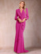 Trumpet/Mermaid V-Neck Long Sleeves Mother of the Bride Dresses with Ruffles