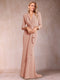 Trumpet/Mermaid V-Neck Long Sleeves Mother of the Bride Dresses with Ruffles