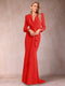 Trumpet/Mermaid V-Neck Long Sleeves Mother of the Bride Dresses with Ruffles