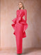 Sheath/Column Scoop Long Sleeves Mother of the Bride Dresses with Applique