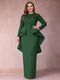 Sheath/Column Scoop Long Sleeves Plus Size Mother of Bride Dresses with Applique