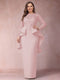 Sheath/Column Scoop Long Sleeves Plus Size Mother of Bride Dresses with Applique