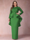 Sheath/Column Scoop Long Sleeves Plus Size Mother of Bride Dresses with Applique