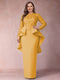 Sheath/Column Scoop Long Sleeves Plus Size Mother of Bride Dresses with Applique