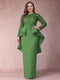 Sheath/Column Scoop Long Sleeves Plus Size Mother of Bride Dresses with Applique