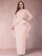 Sheath/Column Scoop Long Sleeves Plus Size Mother of Bride Dresses with Applique