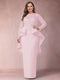 Sheath/Column Scoop Long Sleeves Plus Size Mother of Bride Dresses with Applique