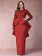 Sheath/Column Scoop Long Sleeves Plus Size Mother of Bride Dresses with Applique