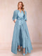 A-Line/Princess V-Neck 3/4 Sleeves 2 Pieces Pantsuits with Bow Knot