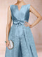 A-Line/Princess V-Neck 3/4 Sleeves 2 Pieces Pantsuits with Bow Knot