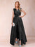 A-Line/Princess V-Neck 3/4 Sleeves 2 Pieces Pantsuits with Bow Knot
