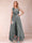 A-Line/Princess V-Neck 3/4 Sleeves 2 Pieces Pantsuits with Bow Knot