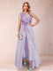 A-Line/Princess V-Neck 3/4 Sleeves 2 Pieces Pantsuits with Bow Knot