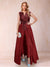 A-Line/Princess V-Neck 3/4 Sleeves 2 Pieces Pantsuits with Bow Knot