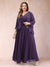 A-Line/Princess V-Neck 3/4 Sleeves 2 Pieces Plus Size Mother of the Bride Dresses with Applique