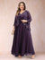A-Line/Princess V-Neck 3/4 Sleeves 2 Pieces Plus Size Mother of the Bride Dresses with Applique