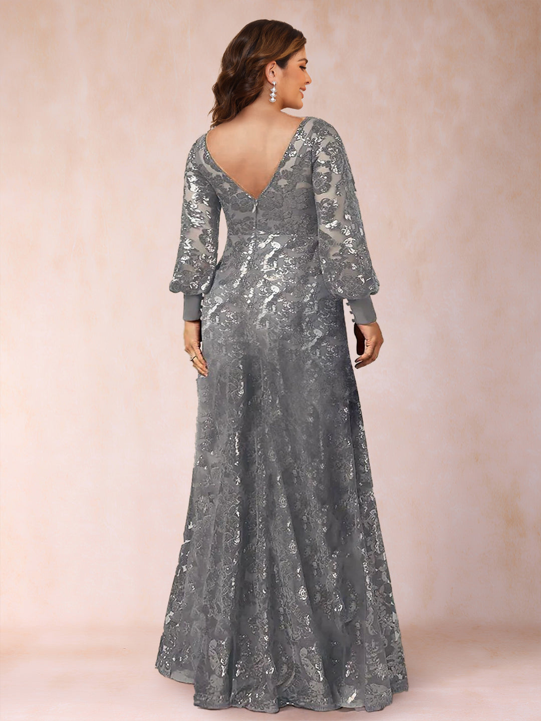 A-Line/Princess Scoop Long Sleeves Plus Size Mother of the Bride Dresses with Applique