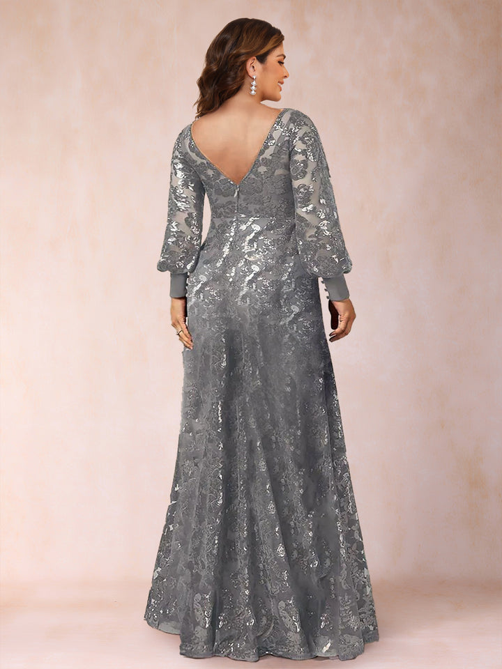 A-Line/Princess Scoop Long Sleeves Plus Size Mother of the Bride Dresses with Applique