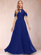 A-Line/Princess Cold Shoulder Short Sleeves Mother of the Bride Dresses with Applique