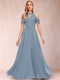 A-Line/Princess Cold Shoulder Short Sleeves Mother of the Bride Dresses with Applique