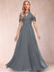 A-Line/Princess Cold Shoulder Short Sleeves Mother of the Bride Dresses with Applique