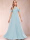 A-Line/Princess Cold Shoulder Short Sleeves Mother of the Bride Dresses with Applique