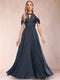 A-Line/Princess Cold Shoulder Short Sleeves Mother of the Bride Dresses with Applique