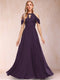 A-Line/Princess Cold Shoulder Short Sleeves Mother of the Bride Dresses with Applique
