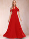 A-Line/Princess Cold Shoulder Short Sleeves Mother of the Bride Dresses with Applique
