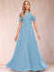 A-Line/Princess Cold Shoulder Short Sleeves Mother of the Bride Dresses with Applique
