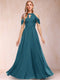 A-Line/Princess Cold Shoulder Short Sleeves Mother of the Bride Dresses with Applique