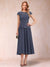 A-Line/Princess Chiffon Scoop Short Sleeves Mother of the Bride Dresses with Applique