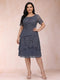 Sheath/Column Scoop Half Sleeves 2 Pieces Plus Size Mother of the Bride Dresses with Applique & Jacket