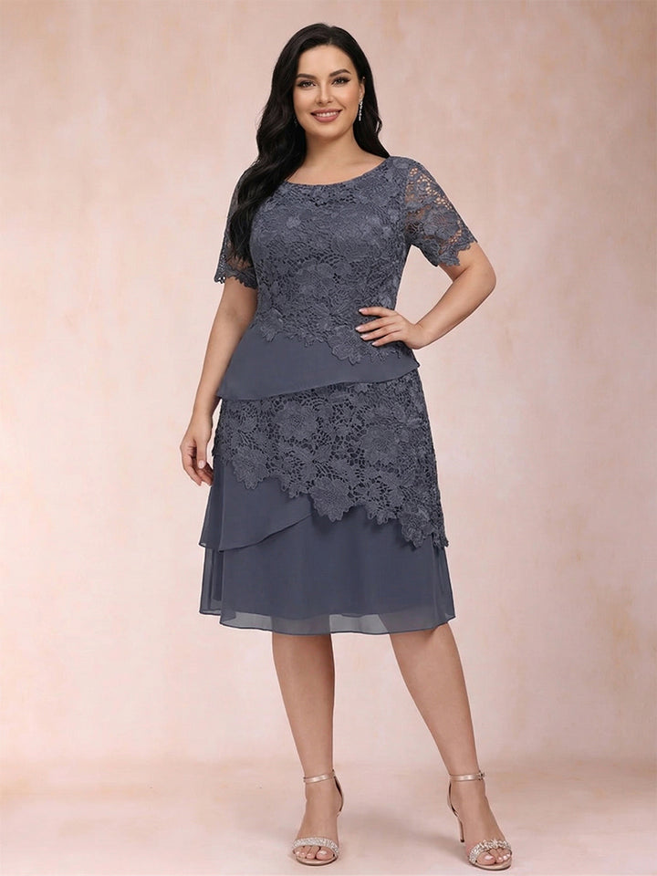 Sheath/Column Scoop Half Sleeves 2 Pieces Plus Size Mother of the Bride Dresses with Applique &amp; Jacket