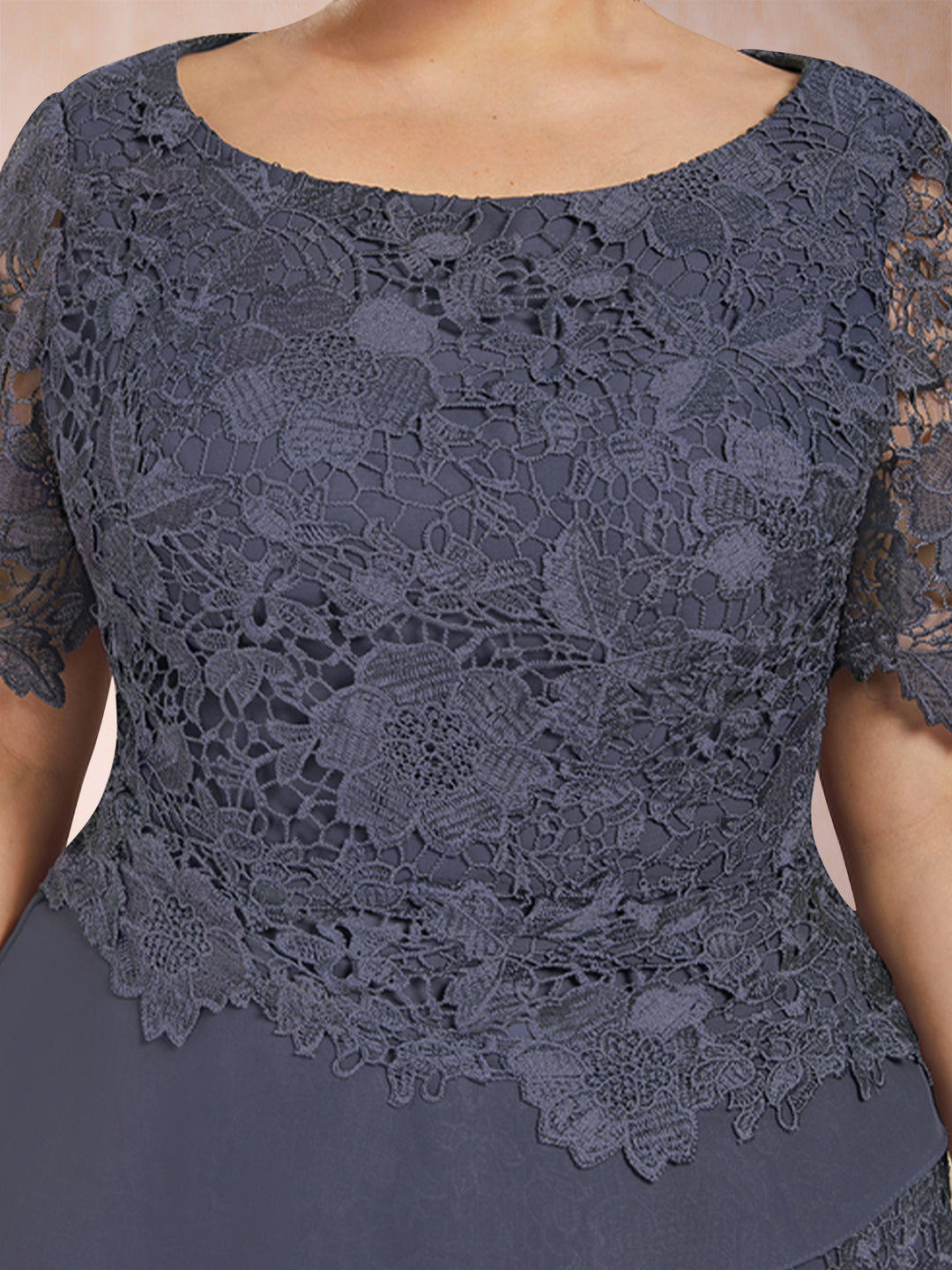 Sheath/Column Scoop Half Sleeves 2 Pieces Plus Size Mother of the Bride Dresses with Applique &amp; Jacket