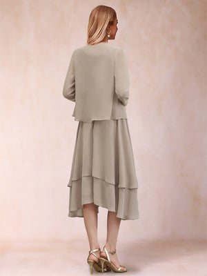 A-Line/Princess Scoop Long Sleeves 2 Pieces with Sequins & Jacket