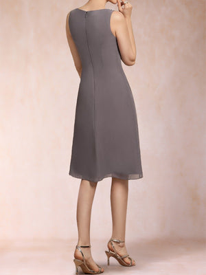 Sheath/Column Scoop 3/4 Sleeves 2 Pieces Mother of the Bride Dresses with Rhinestone & Jacket