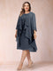 Sheath/Column Scoop 3/4 Sleeves 2 Pieces Plus Size Mother of the Bride Dresses with Rhinestone & Jacket