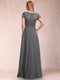A-Line/Princess V-Neck Short Sleeves Mother of the Bride Dresses with Applique