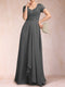 A-Line/Princess V-Neck Short Sleeves Mother of the Bride Dresses with Applique